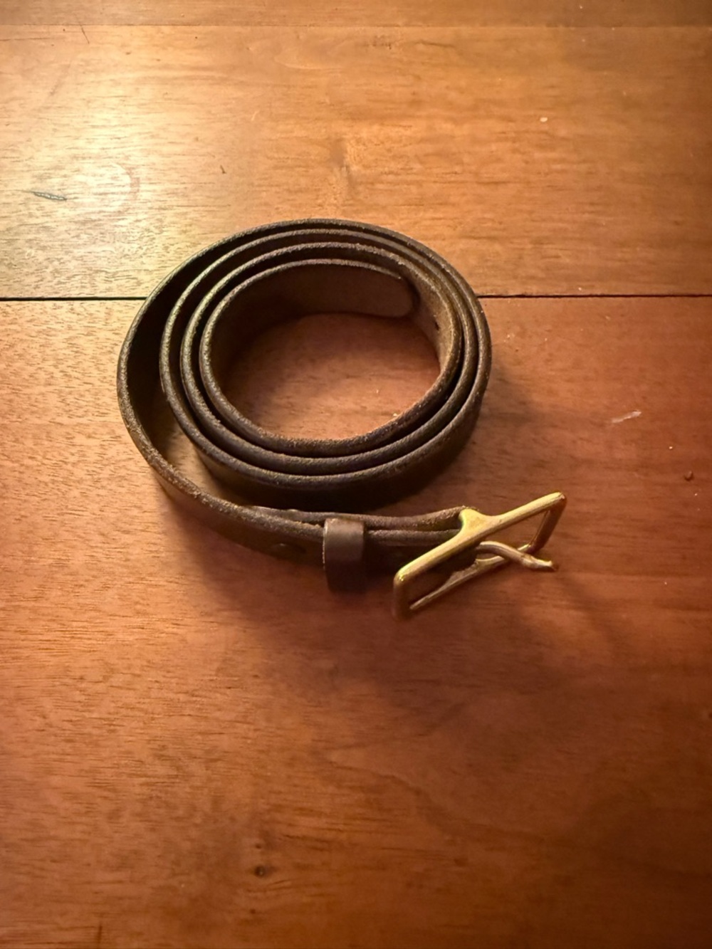 Sid Mashburn Dark Brown Leather Belt with Brass Buckle